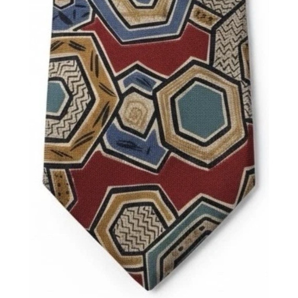 Vintage‎ Christian Dior Monsieur Silk Tie Geometric Made in USA